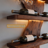 Valdoren Live Edge Solid Wood Floating Wine Shelf SPA395735