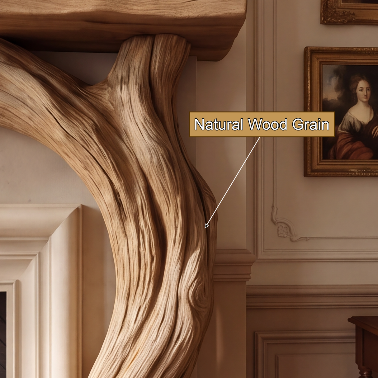 Valemere Sculpted Solid Wood Tree-Shaped Fireplace Mantel with Display Shelves - Timberustic Tree-Shaped Fireplace Mantel with Display Shelves