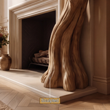Valemere Sculpted Solid Wood Tree-Shaped Fireplace Mantel with Display Shelves - Timberustic Tree-Shaped Fireplace Mantel with Display Shelves