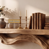 Valemere Sculpted Solid Wood Tree-Shaped Fireplace Mantel with Display Shelves - Timberustic Tree-Shaped Fireplace Mantel with Display Shelves