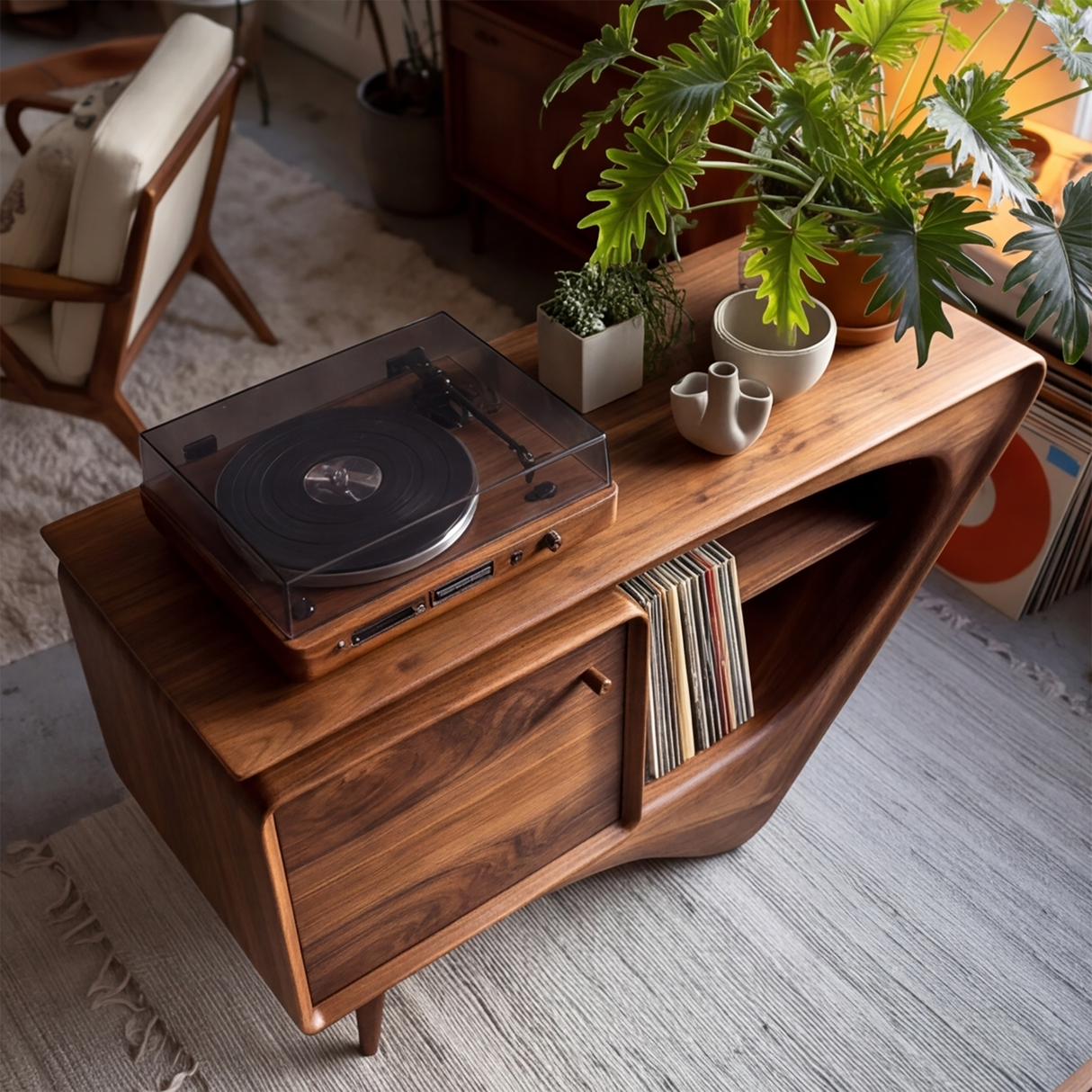 Valenridge Sculpted Solid Wood Record Player Stand