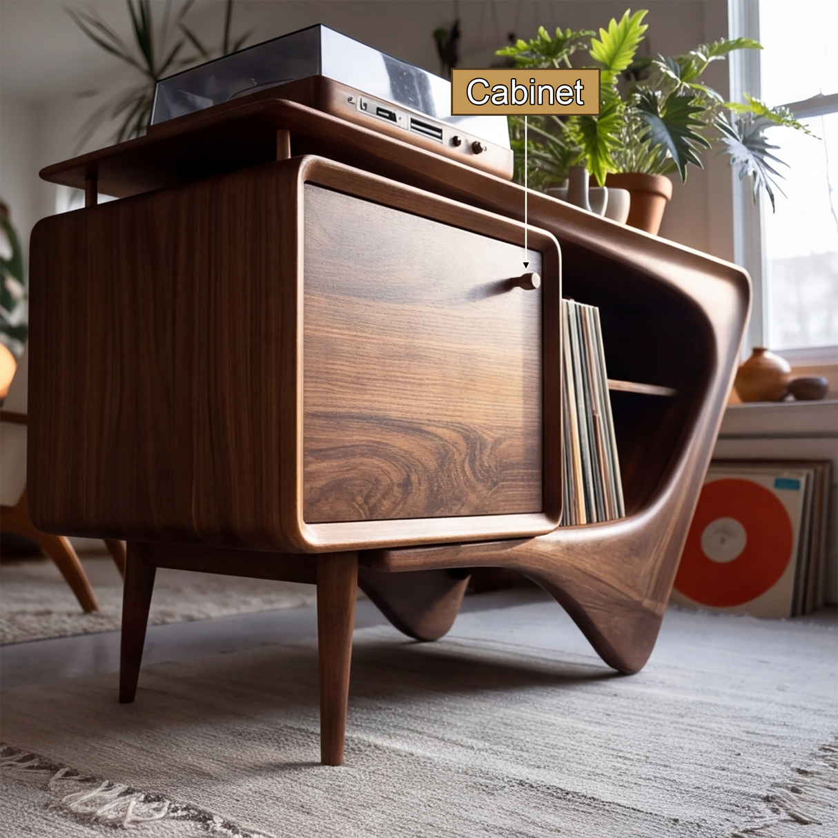 Valenridge Sculpted Solid Wood Record Player Stand