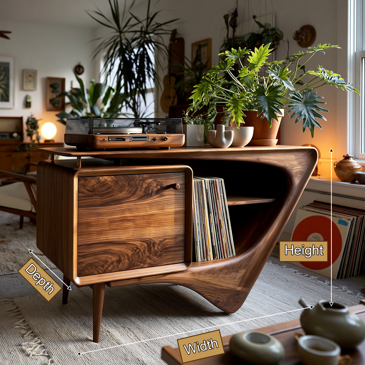 Valenridge Sculpted Solid Wood Record Player Stand