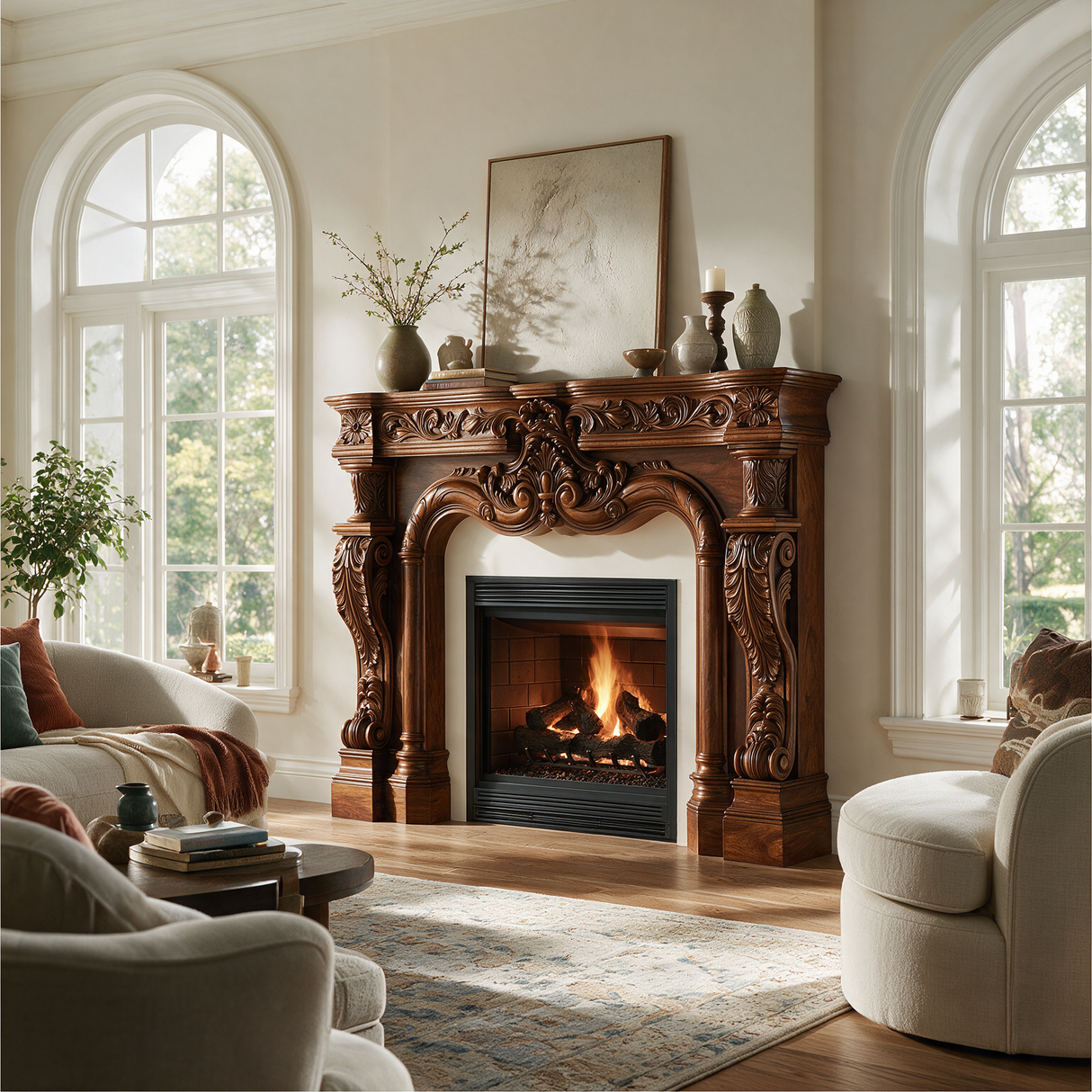 Valerique Handcrafted Solid Wood Fireplace Mantel Surround