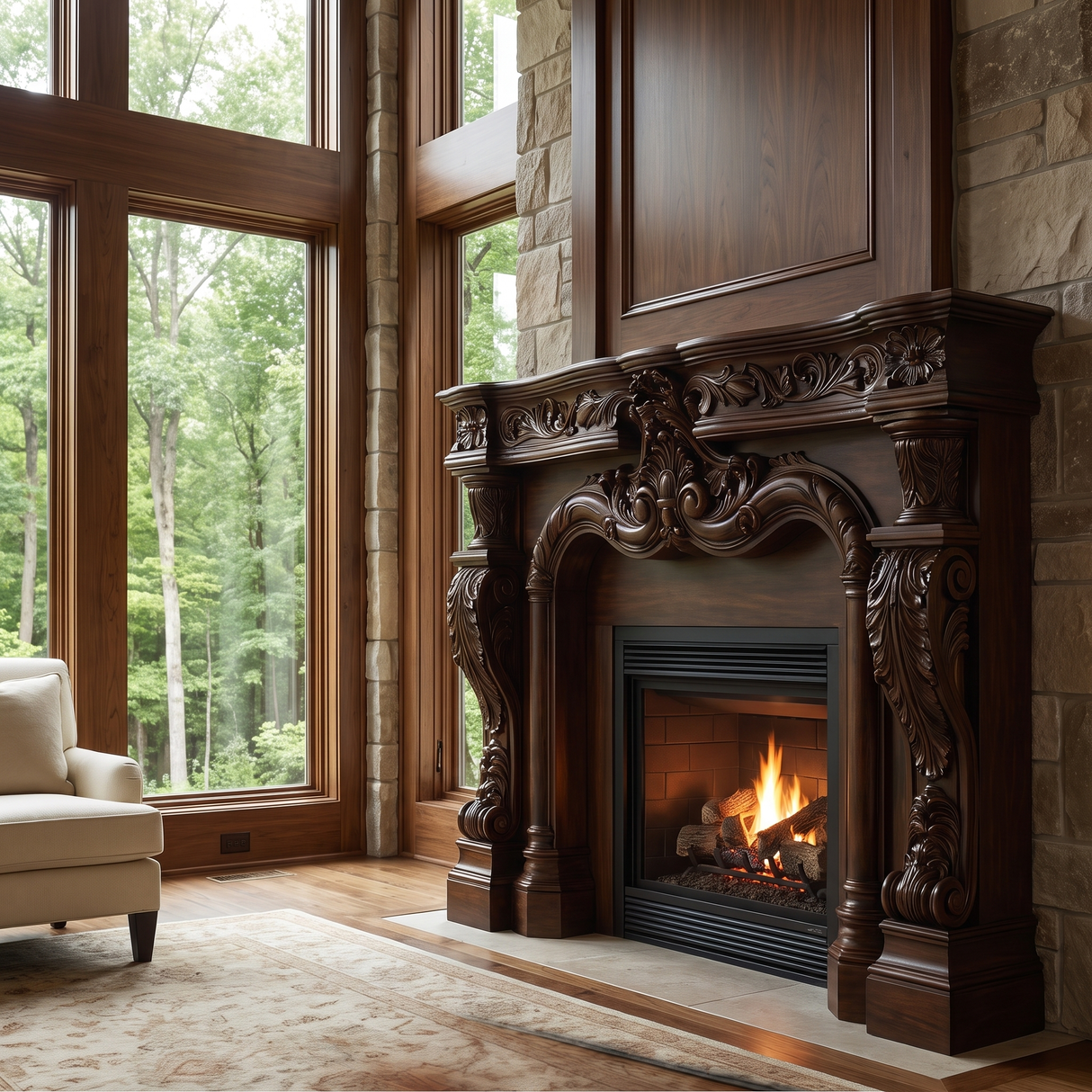 Valerique Handcrafted Solid Wood Fireplace Mantel Surround