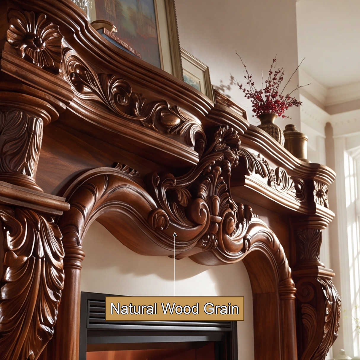 Valerique Handcrafted Solid Wood Fireplace Mantel Surround