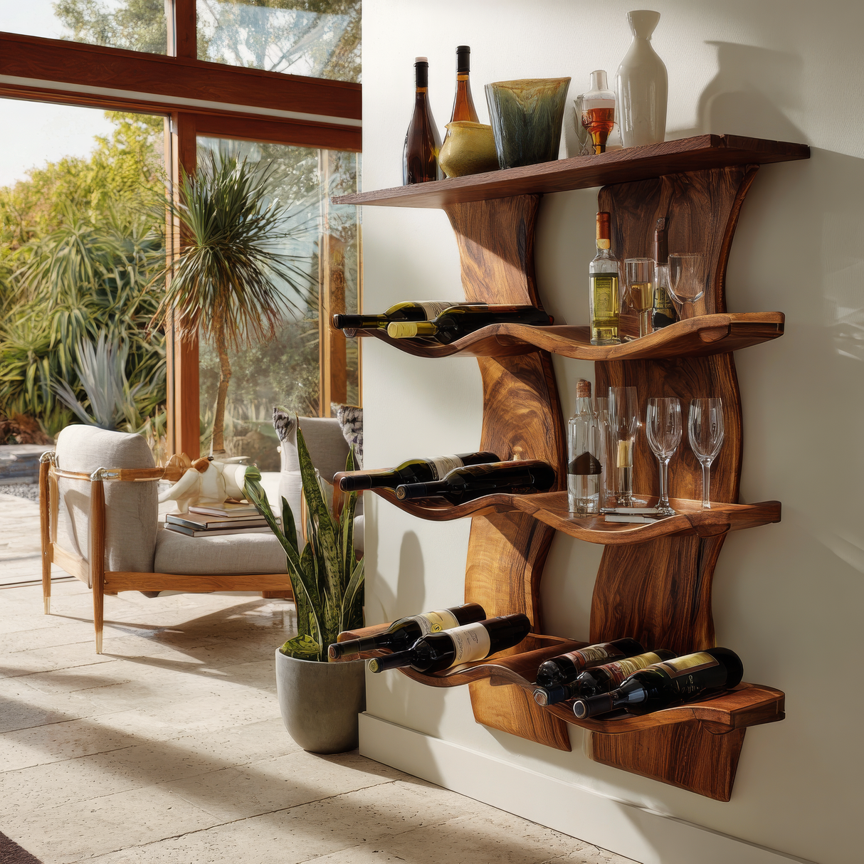 Valthera Solid Wood Floating Wine Shelf SPA892581