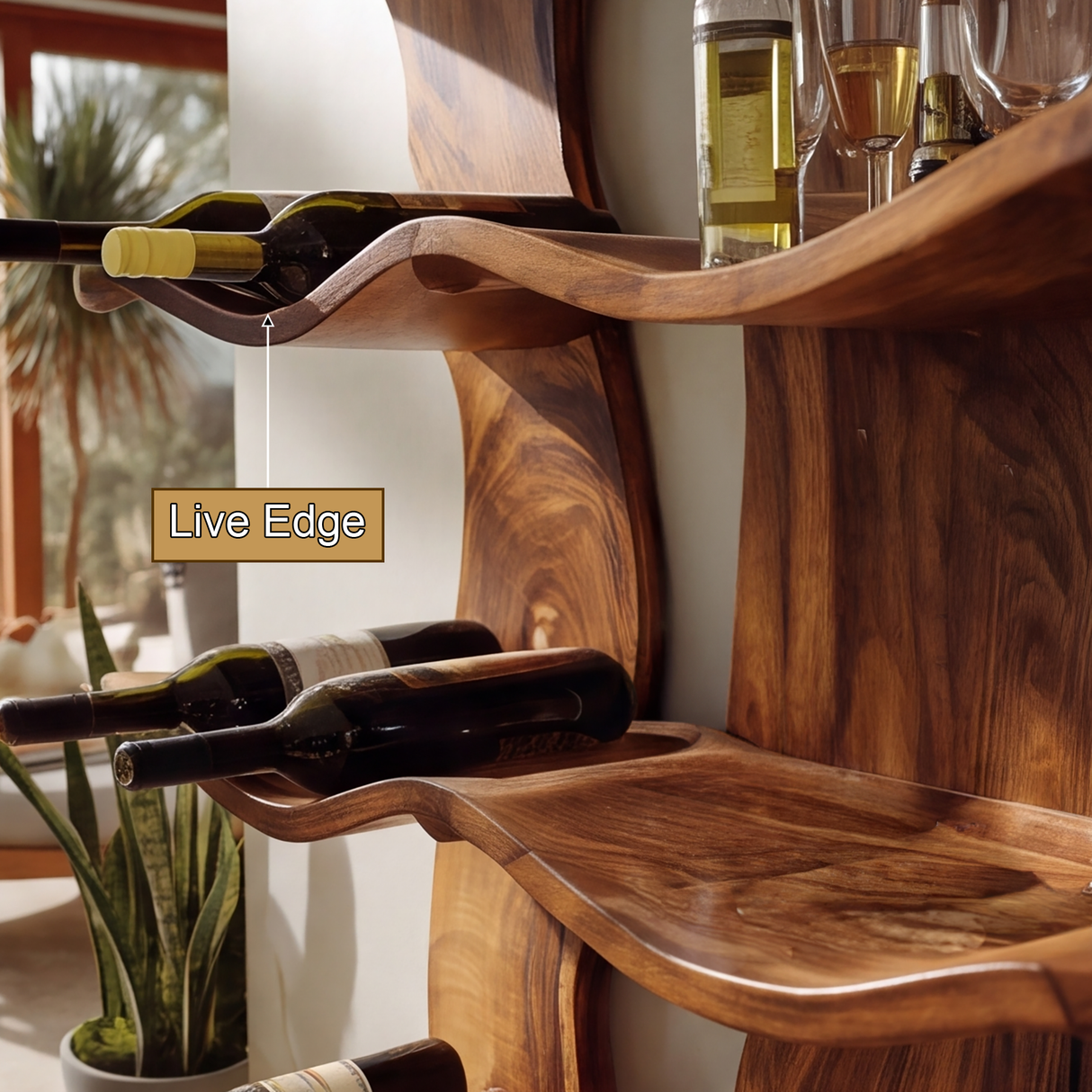Valthera Solid Wood Floating Wine Shelf SPA892581