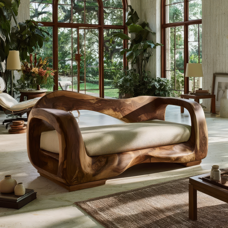 Valtheris Handcrafted Sculpted Solid Wood Sofa - Timberustic Sofa