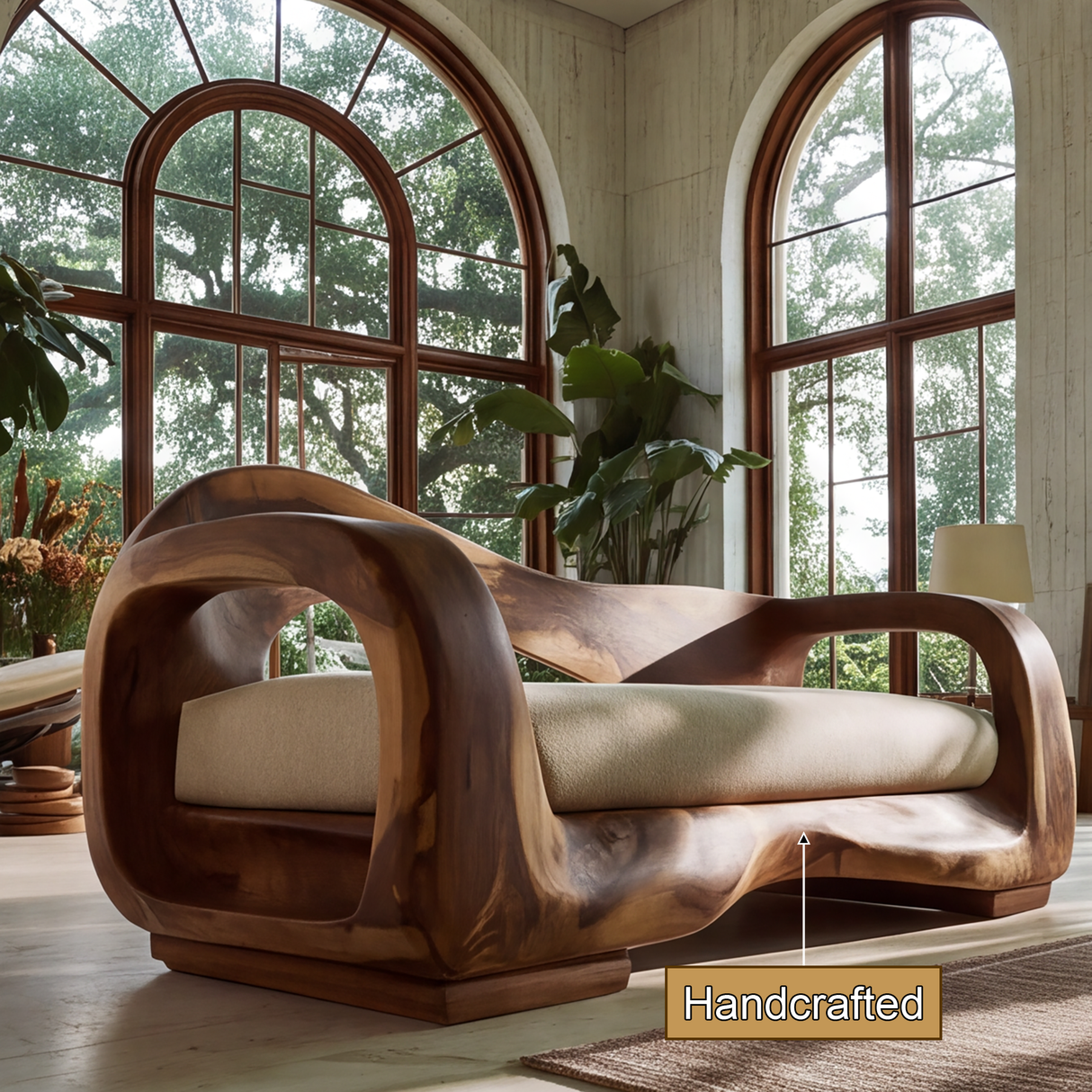 Valtheris Handcrafted Sculpted Solid Wood Sofa - Timberustic Sofa