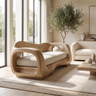 Valtheris Handcrafted Sculpted Solid Wood Sofa Natural Oak - Timberustic Sofa