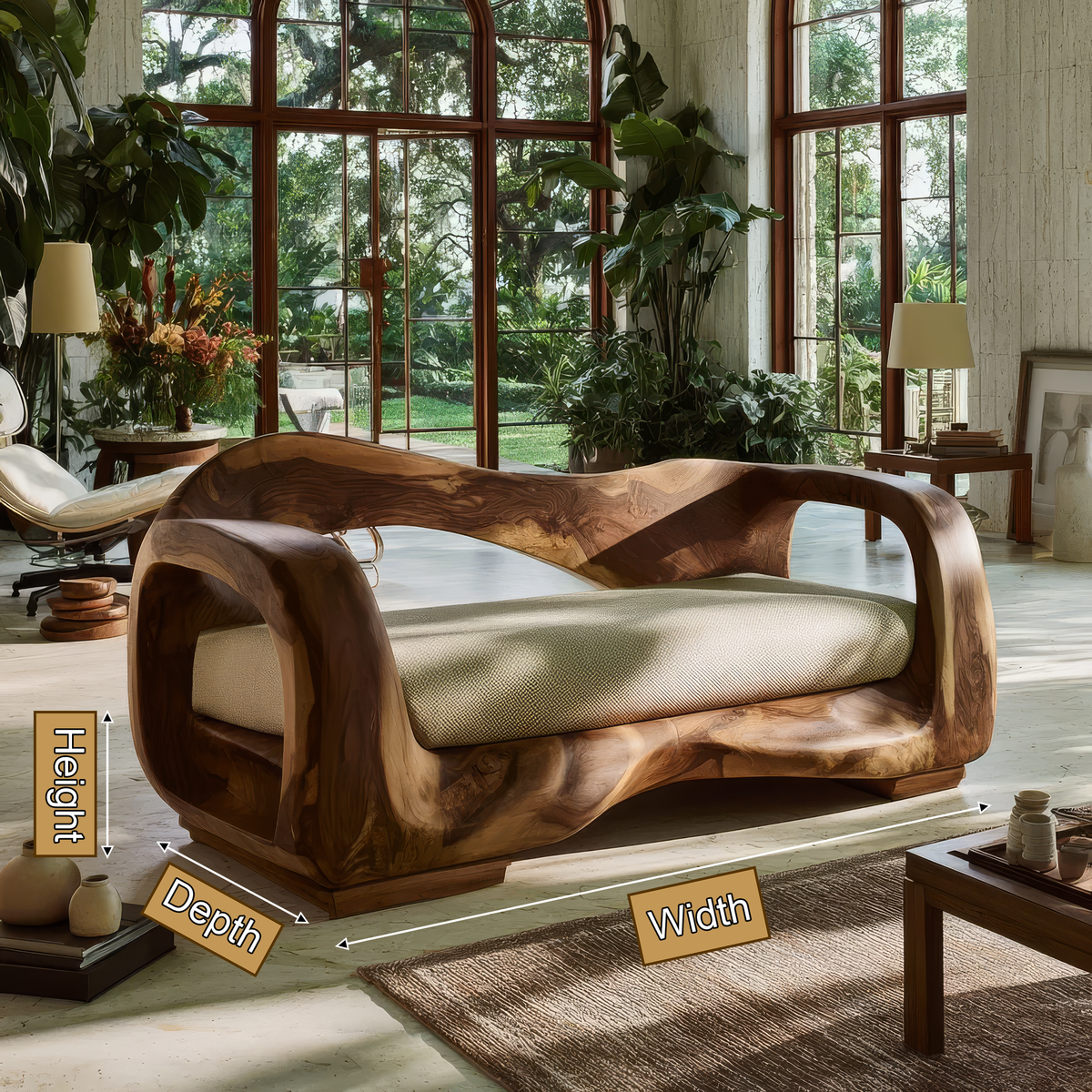 Valtheris Handcrafted Sculpted Solid Wood Sofa - Timberustic Sofa