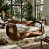 Valtheris Handcrafted Sculpted Solid Wood Sofa - Timberustic Sofa