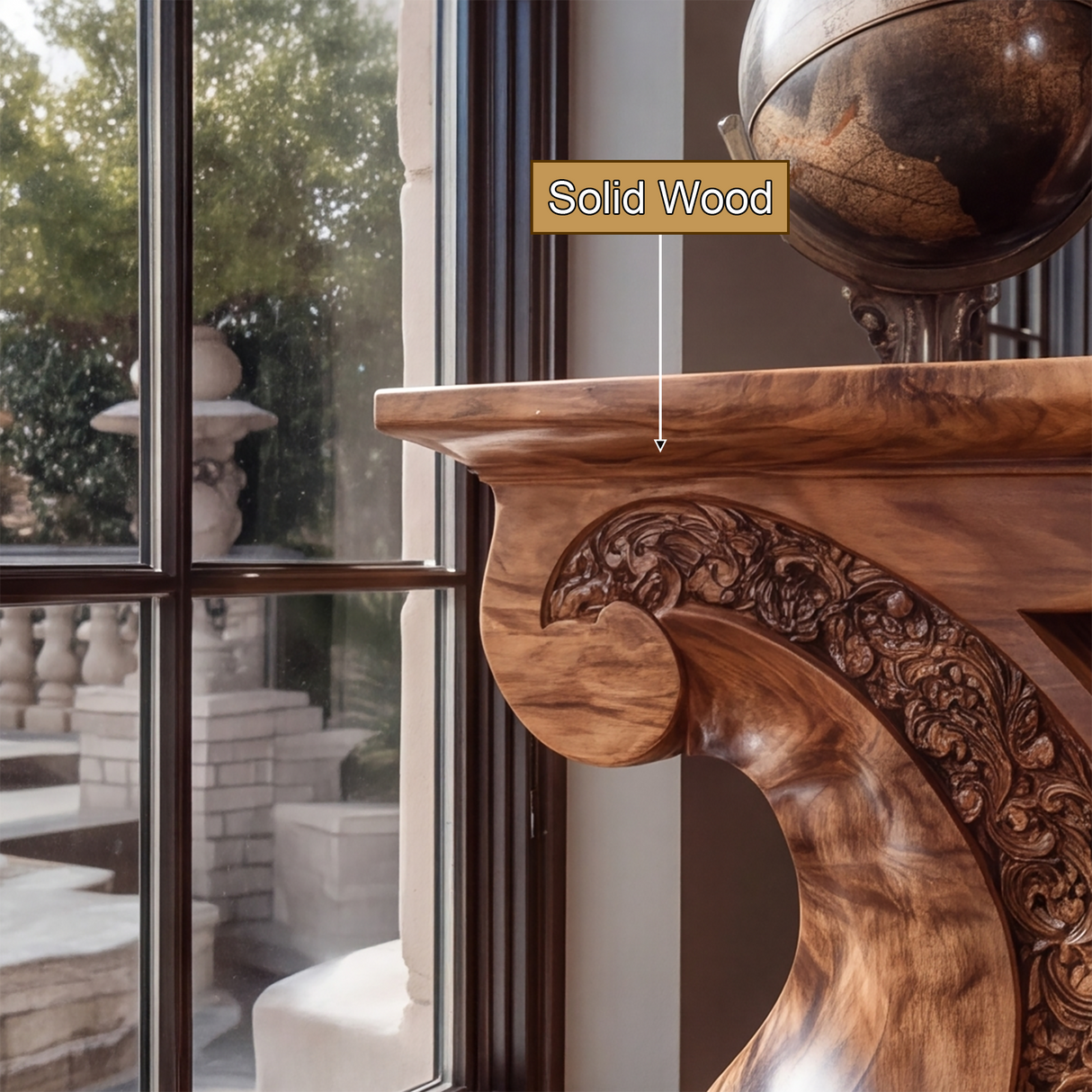 Varellion Solid Wood Sculpted Pedestal Stand