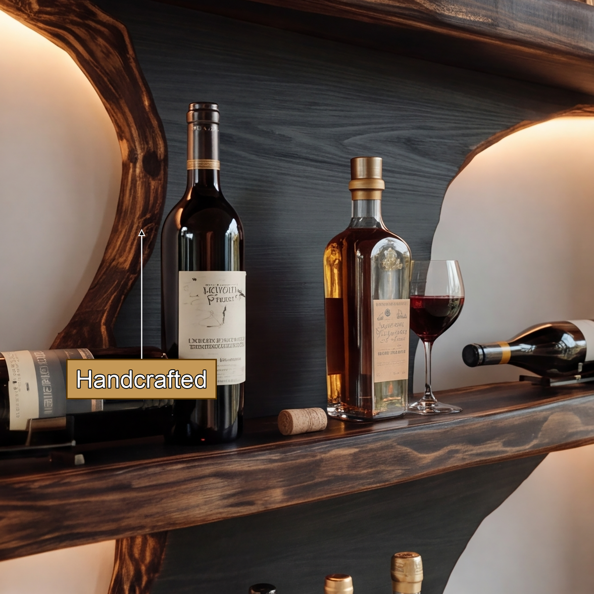 Varethorn Live Edge Solid Wood Floating Wine Shelf SPA925975 - Timberustic Floating Wine Shelf