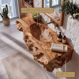 Velmora Raw Carved Solid Wood Floating Bathroom Vanity with Integrated Sink - Timberustic Floating Bathroom Vanity with Integrated Sink