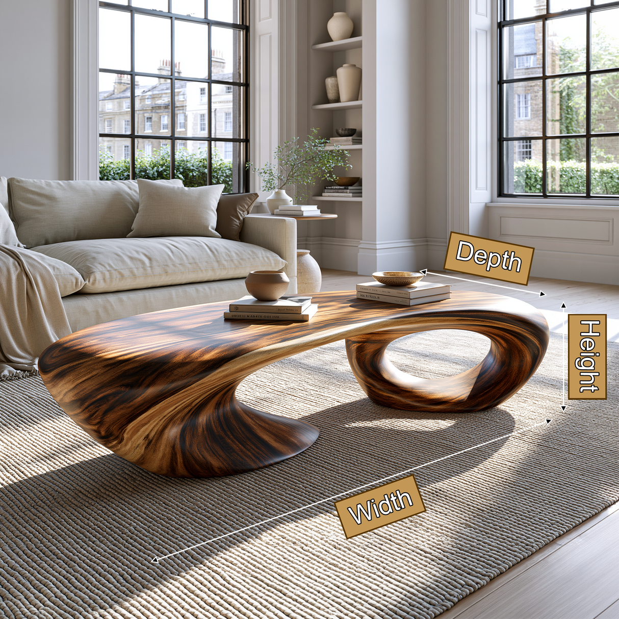 Velmora Sculpted Solid Wood Coffee Table SPA548940 - TimbeRustic Coffee Table