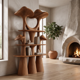 Velmora Sculpted Solid Wood Mushroom Bookshelf