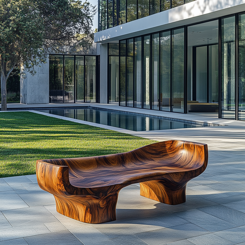 Velmora Sculpted Solid Wood Outdoor Bench