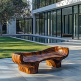 Velmora Sculpted Solid Wood Outdoor Bench