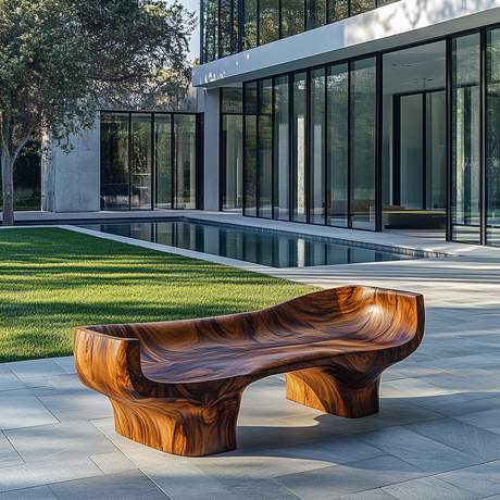 Velmora Sculpted Solid Wood Outdoor Bench - Timberustic Bench