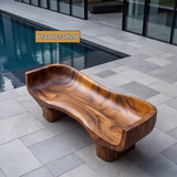 Velmora Sculpted Solid Wood Outdoor Bench