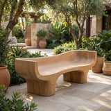 Velmora Sculpted Solid Wood Outdoor Bench