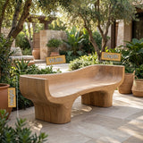 Velmora Sculpted Solid Wood Outdoor Bench