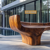Velmora Sculpted Solid Wood Outdoor Bench