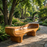 Velmora Sculpted Solid Wood Outdoor Bench