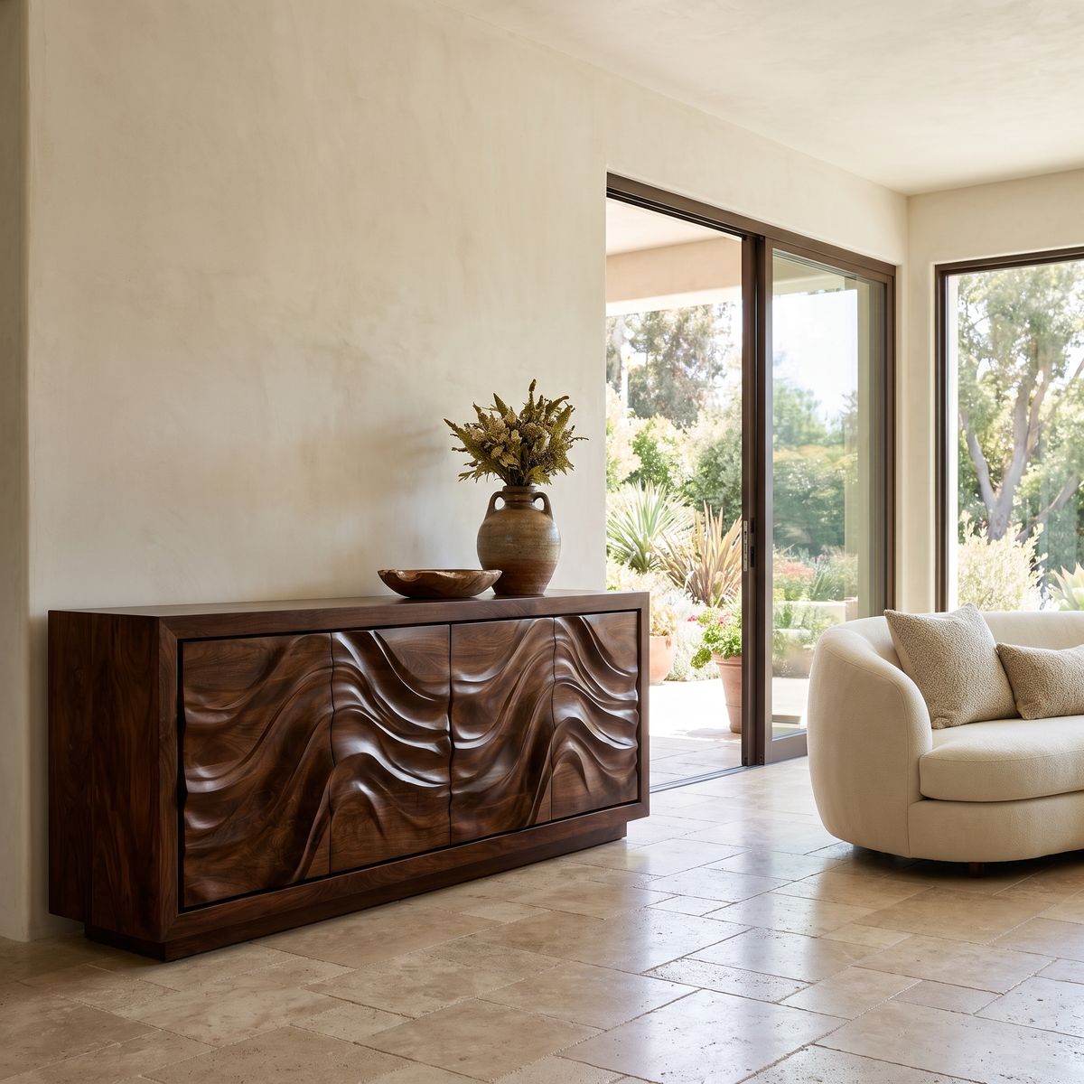 Velmora Sculpted Solid Wood Sideboard Cabinet