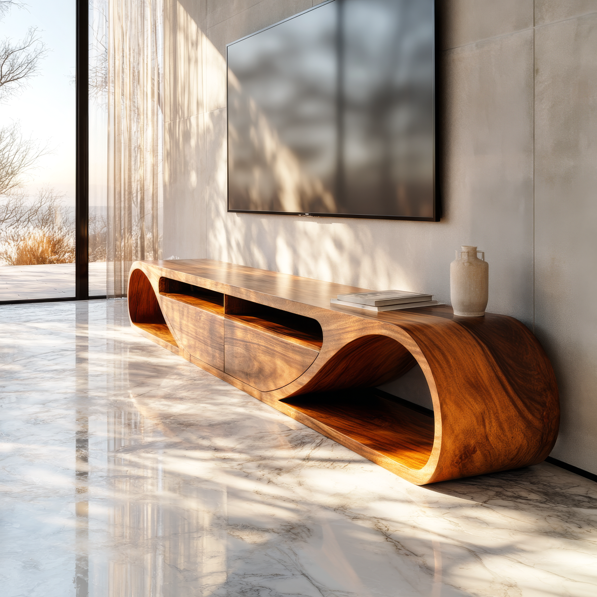 Velmora Sculpted Solid Wood TV Cabinet - Timberustic TV Cabinet