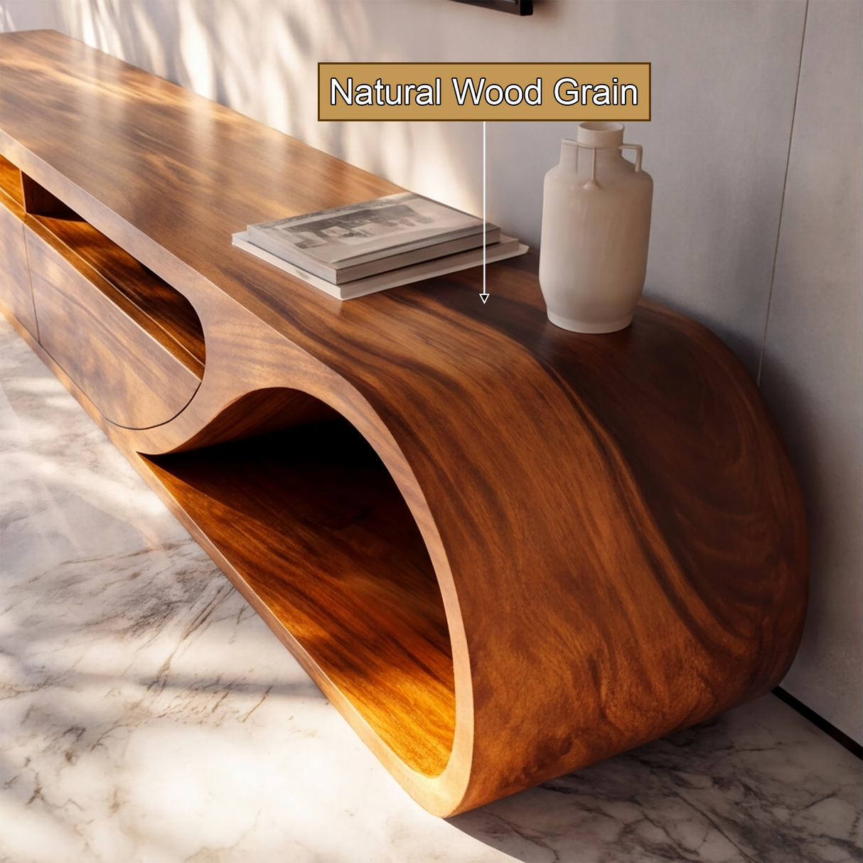 Velmora Sculpted Solid Wood TV Cabinet - Timberustic TV Cabinet