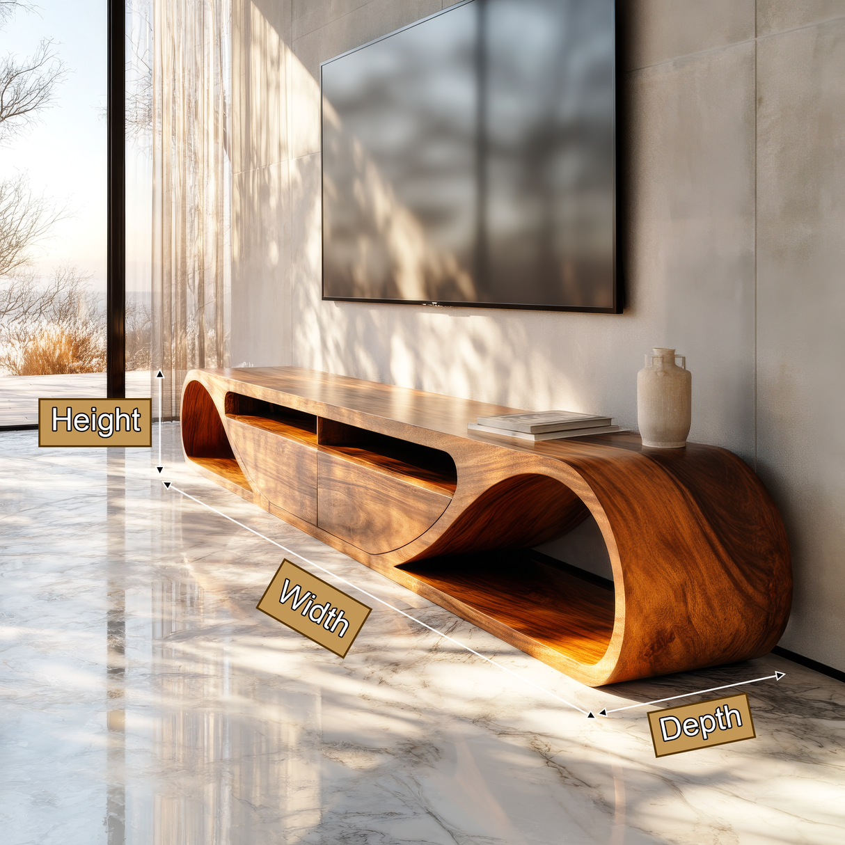 Velmora Sculpted Solid Wood TV Cabinet - Timberustic TV Cabinet