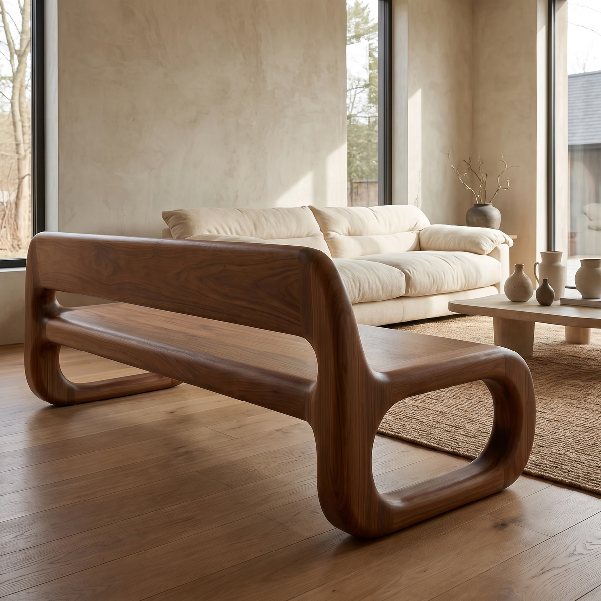 Veloren Handcrafted Solid Wood Indoor Bench Brown - Timberustic Bench