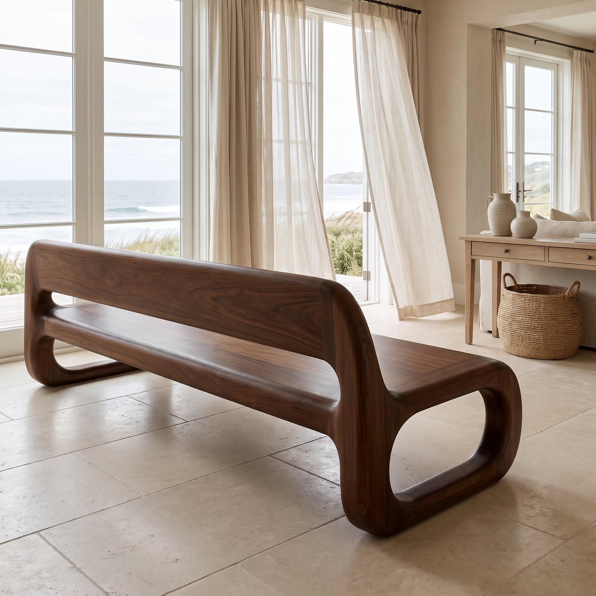 Veloren Handcrafted Solid Wood Indoor Bench Dark Walnut - Timberustic Bench
