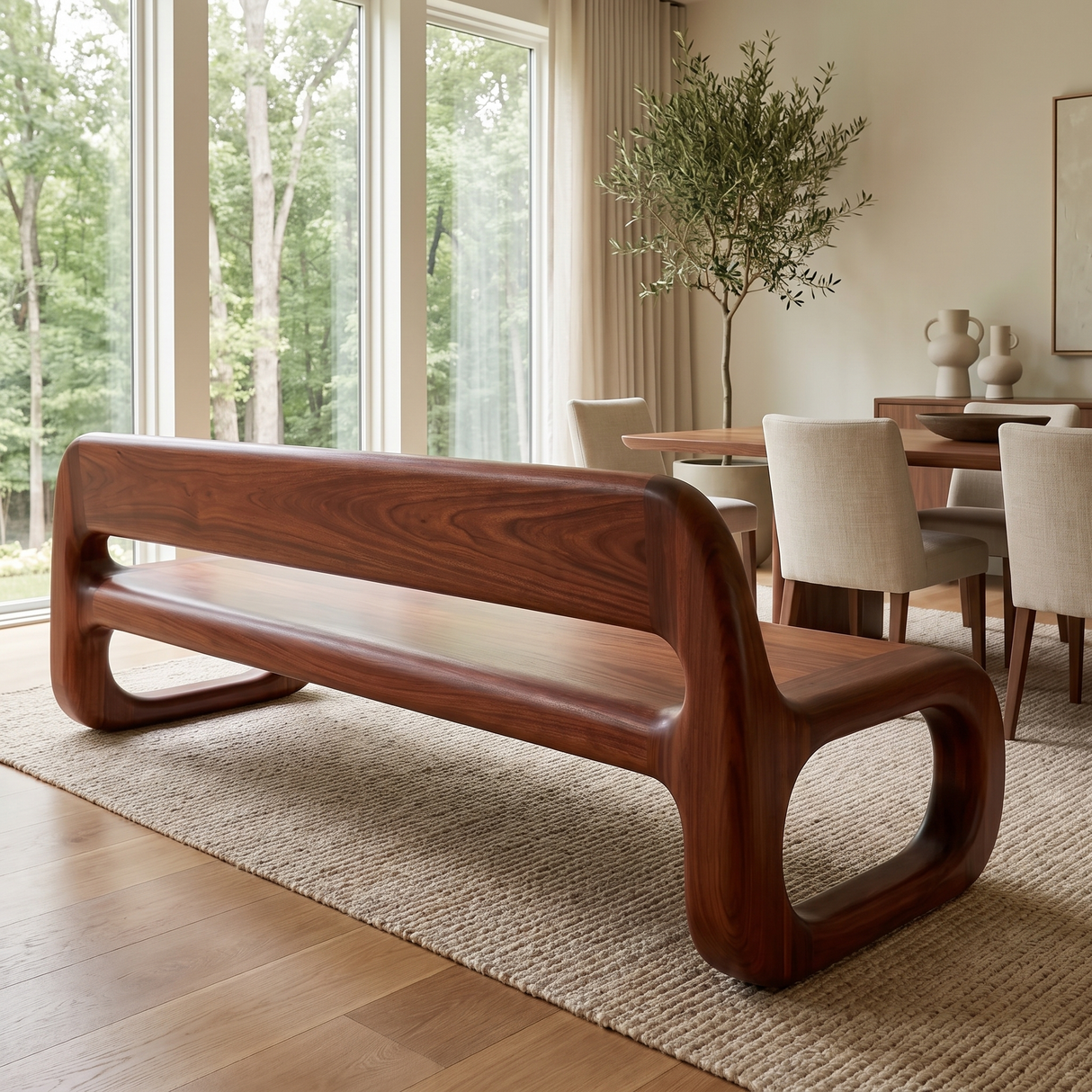 Veloren Handcrafted Solid Wood Indoor Bench Mahogany - Timberustic Bench