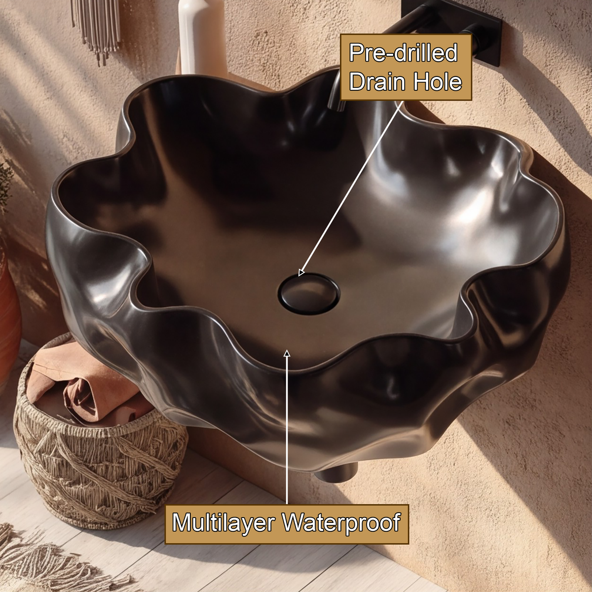Velricon Sculpted Solid Wood Vessel Sink - Timberustic Vessel Sinks