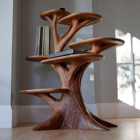 Veradorn Handcrafted Solid Wood Record Player Stand - Timberustic Record Player Stand With Storage