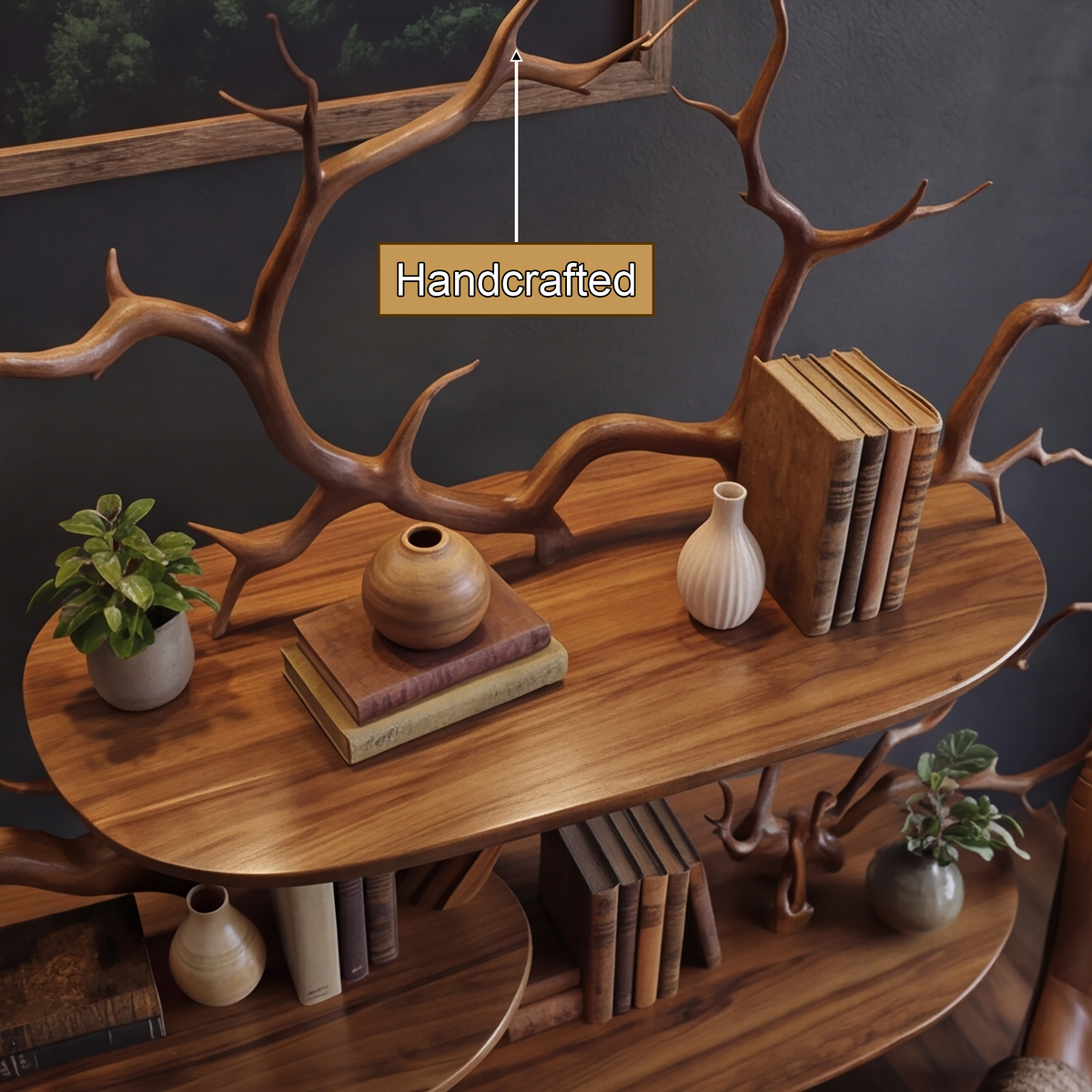 Verdanor Handcrafted Solid Wood Tree Bookshelf - Timberustic Tree Bookshelf