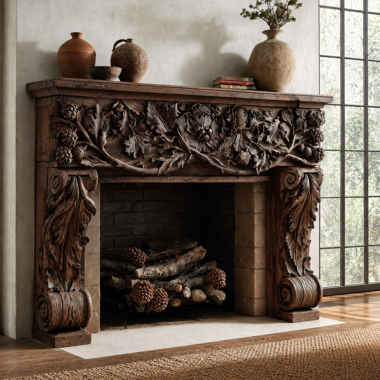 Verdelune Handcrafted Solid Wood Fireplace Mantel Surround