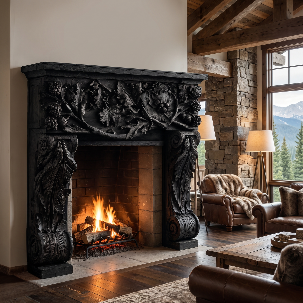 Verdelune Handcrafted Solid Wood Fireplace Mantel Surround