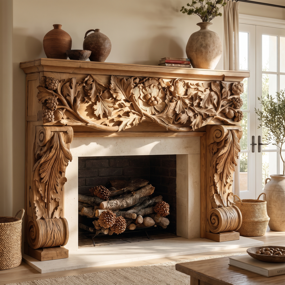 Verdelune Handcrafted Solid Wood Fireplace Mantel Surround