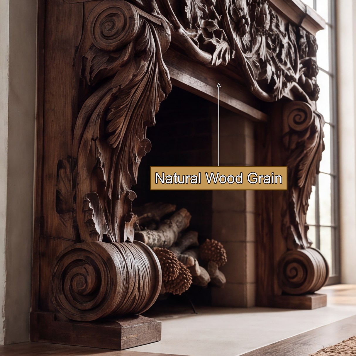 Verdelune Handcrafted Solid Wood Fireplace Mantel Surround