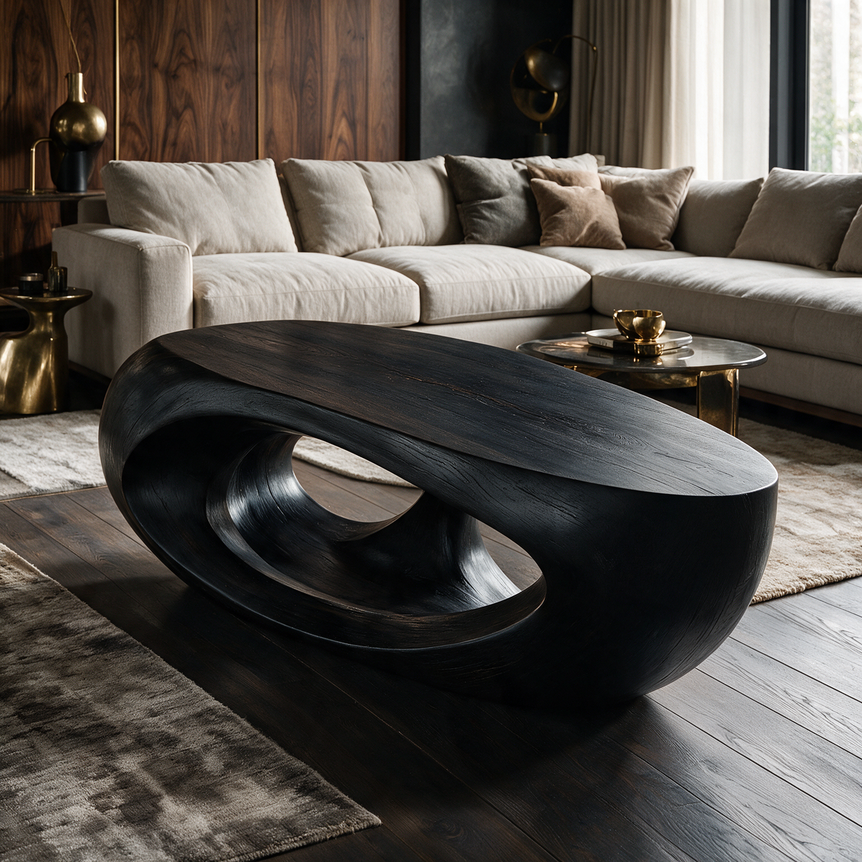 Veylora Handcrafted Solid Wood Coffee Table Black - TimbeRustic Coffee Table