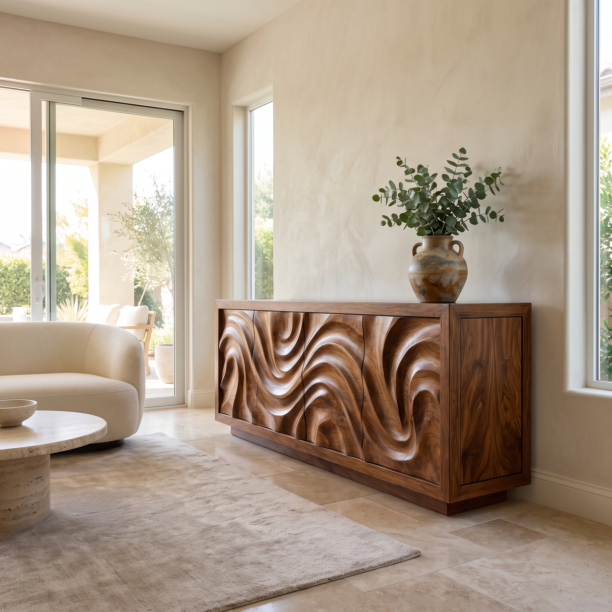 Veylora Sculpted Solid Wood Sideboard Cabinet