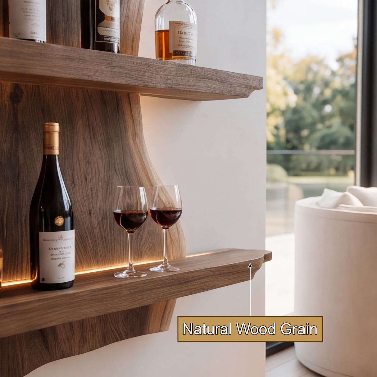 Virellan Live Edge Solid Wood Floating Wine Shelf SPA923892