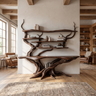 Virellan Sculpted Solid Wood Console Table with Shelves Dark Walnut - Timberustic Console Table with Shelves