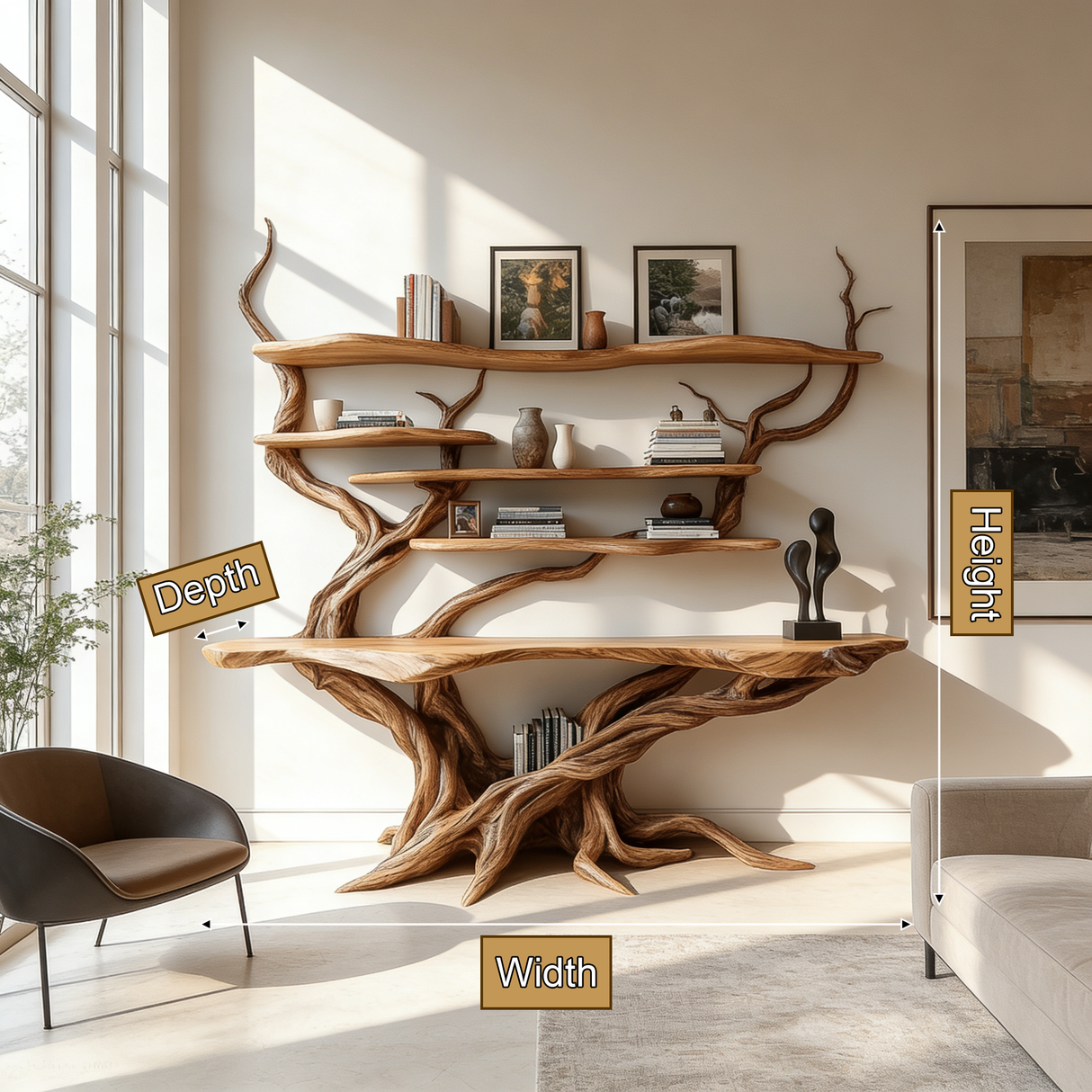 Virellan Sculpted Solid Wood Console Table with Shelves - Timberustic Console Table with Shelves