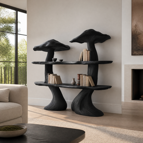 Virellon Sculpted Solid Wood Mushroom Bookshelf
